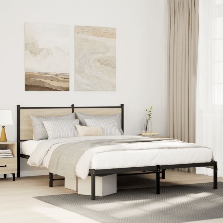 vidaXL Giroletto senza Materaso in Metallo Rovere Sonoma 150x200 cm