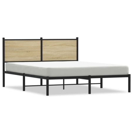 vidaXL Giroletto senza Materaso in Metallo Rovere Sonoma 150x200 cm