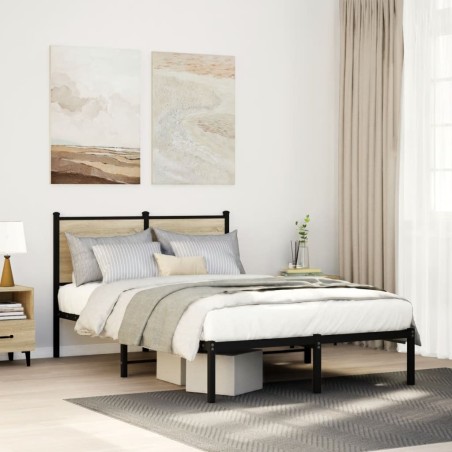 vidaXL Giroletto senza Materaso in Metallo Rovere Sonoma 120x190 cm