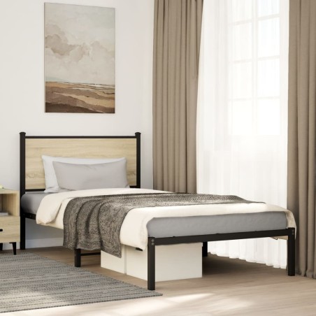 vidaXL Giroletto senza Materaso in Metallo Rovere Sonoma 100x200 cm