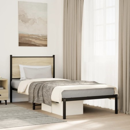 vidaXL Giroletto senza Materaso in Metallo Rovere Sonoma 80x200 cm