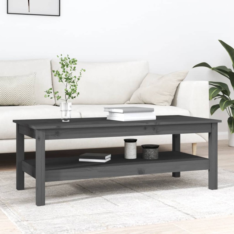 Tavolino da Salotto Grigio 110x50x40 cm Legno Massello di Pino Tavolino da Salotto Grigio 110x50x40 cm Legno Massello di Pino
