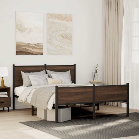 vidaXL Giroletto senza Materasso in Metallo Rovere Marrone 140x200 cm