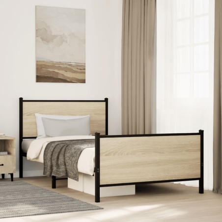 vidaXL Giroletto senza Materaso in Metallo Rovere Sonoma 107x203 cm