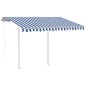 Tenda da Sole Retrattile Automatica con Pali 3x2,5m Blu Bianca Tenda da Sole Retrattile Automatica con Pali 3x2,5m Blu Bianca