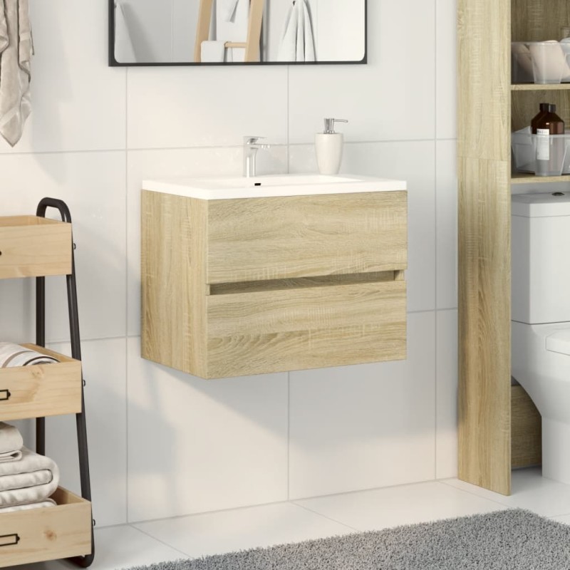 vidaXL Mobile Lavabo Rovere Sonoma 60x38,5x45 cm in Legno Multistrato vidaXL Mobile Lavabo Rovere Sonoma 60x38,5x45 cm in Legno Multistrato
