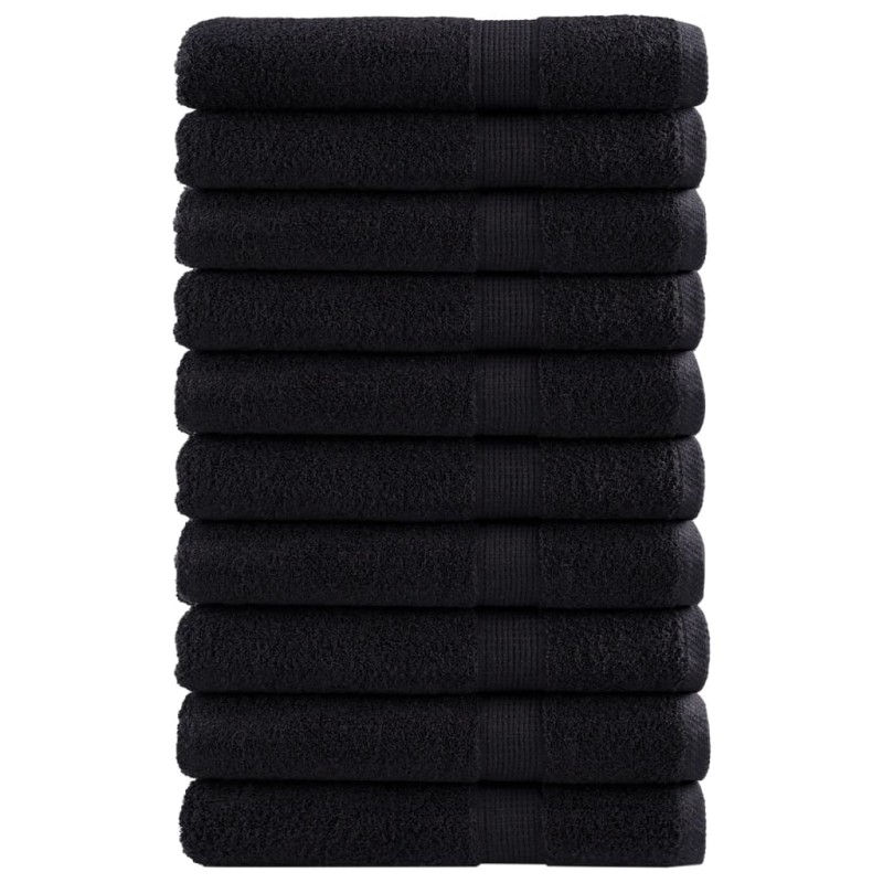 vidaXL Asciugamani SOLUND 10 pz Neri 100x200 cm 600 g/m²