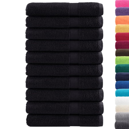 vidaXL Asciugamani SOLUND 10 pz Neri 100x200 cm 600 g/m²