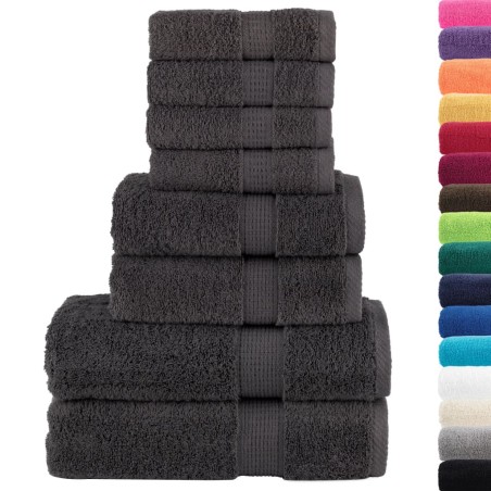 vidaXL Set ASciugamani SOLUND 8 pz Antracite 600 gsm