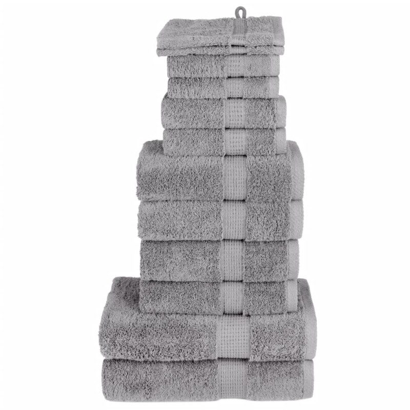 vidaXL Set ASciugamani SOLUND 12 pz Grigio 600 gsm