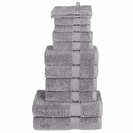 vidaXL Set ASciugamani SOLUND 12 pz Grigio 600 gsm