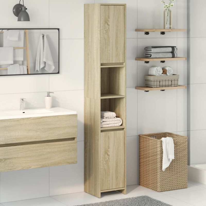 vidaXL Mobile da Bagno Rovere Sonoma 30x30x183,5 cm Legno Multistrato vidaXL Mobile da Bagno Rovere Sonoma 30x30x183,5 cm Legno Multistrato