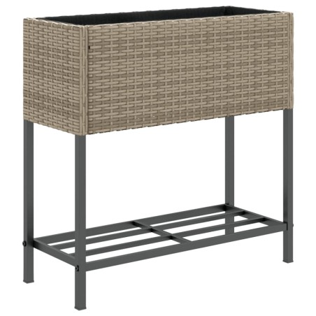 vidaXL Fioriera da Giardino con Ripiano Grigia in Polyrattan
