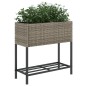 vidaXL Fioriera da Giardino con Ripiano Grigia in Polyrattan