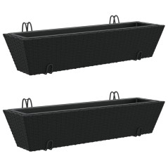 vidaXL Fioriere con Ganci 2 pz Nere in Polyrattan