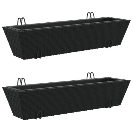 vidaXL Fioriere con Ganci 2 pz Nere in Polyrattan