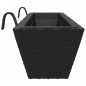 vidaXL Fioriere con Ganci 2 pz Nere in Polyrattan