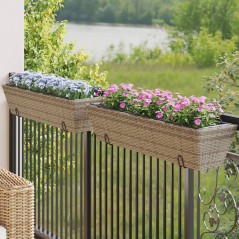 vidaXL Fioriere con Ganci 2 pz Grigie in Polyrattan