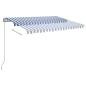 Tenda da Sole Retrattile Automatica con Pali 3x2,5m Blu Bianca Tenda da Sole Retrattile Automatica con Pali 3x2,5m Blu Bianca