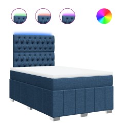 vidaXL Giroletto a Molle con Materasso Blu 120x200 cm in Tessuto