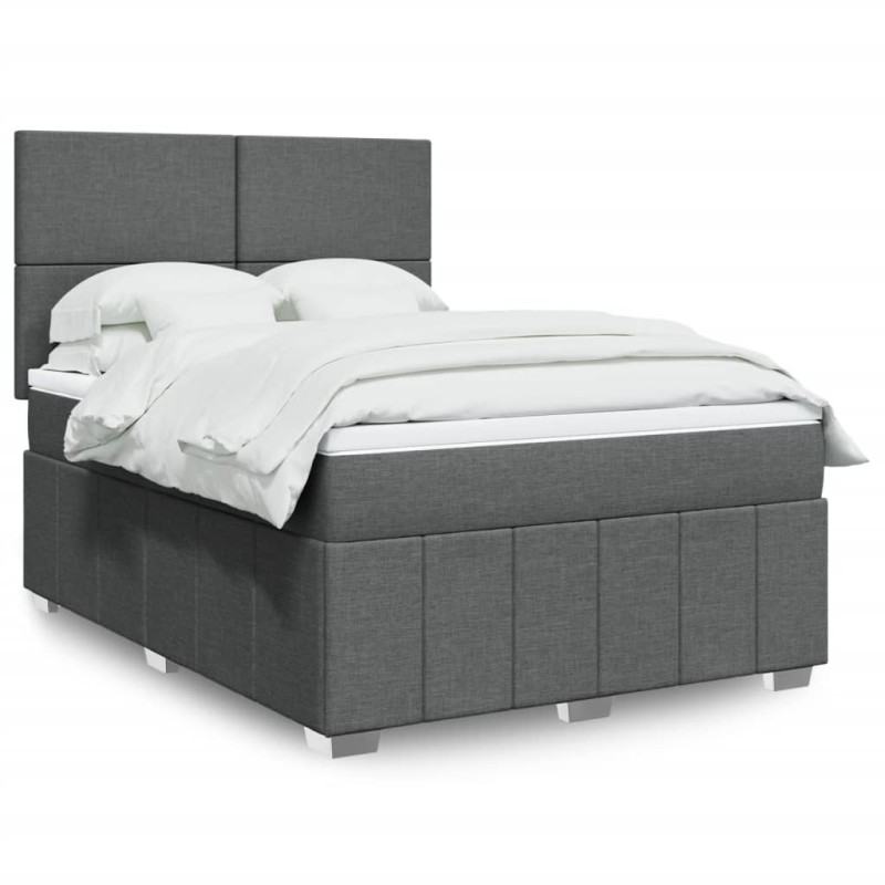 vidaXL Giroletto a Molle con Materasso Grigio Scuro 140x190 cm Tessuto