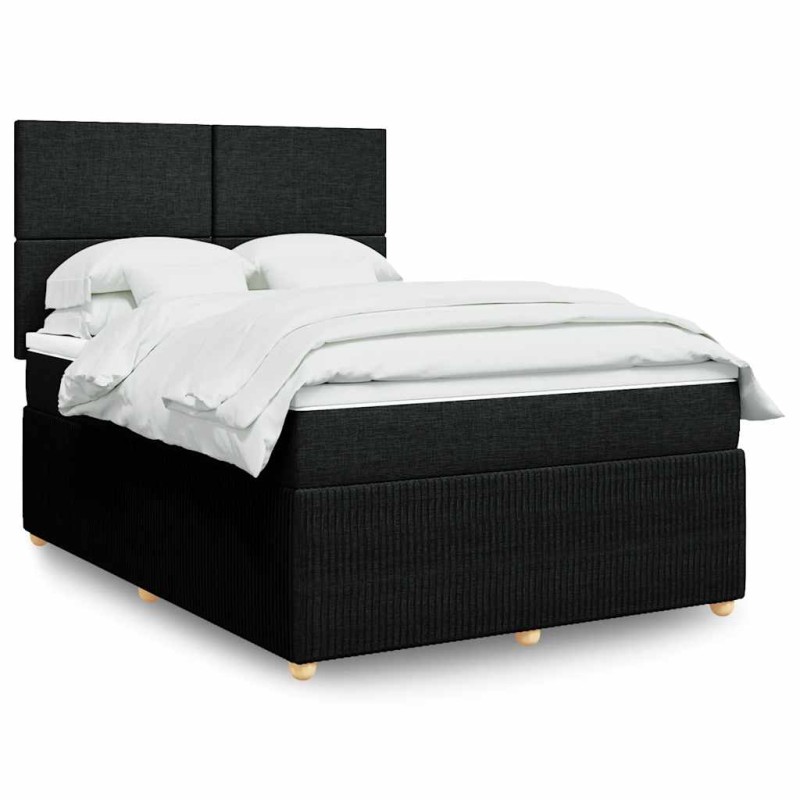 vidaXL Giroletto a Molle con Materasso Nero 140x190 cm in Tessuto vidaXL Giroletto a Molle con Materasso Nero 140x190 cm in Tessuto
