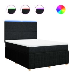 vidaXL Giroletto a Molle con Materasso Nero 140x190 cm in Tessuto
