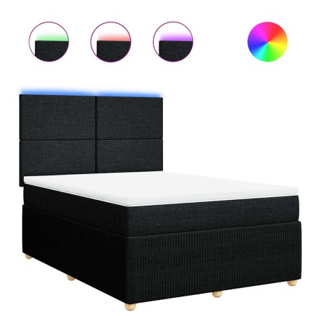 vidaXL Giroletto a Molle con Materasso Nero 140x190 cm in Tessuto