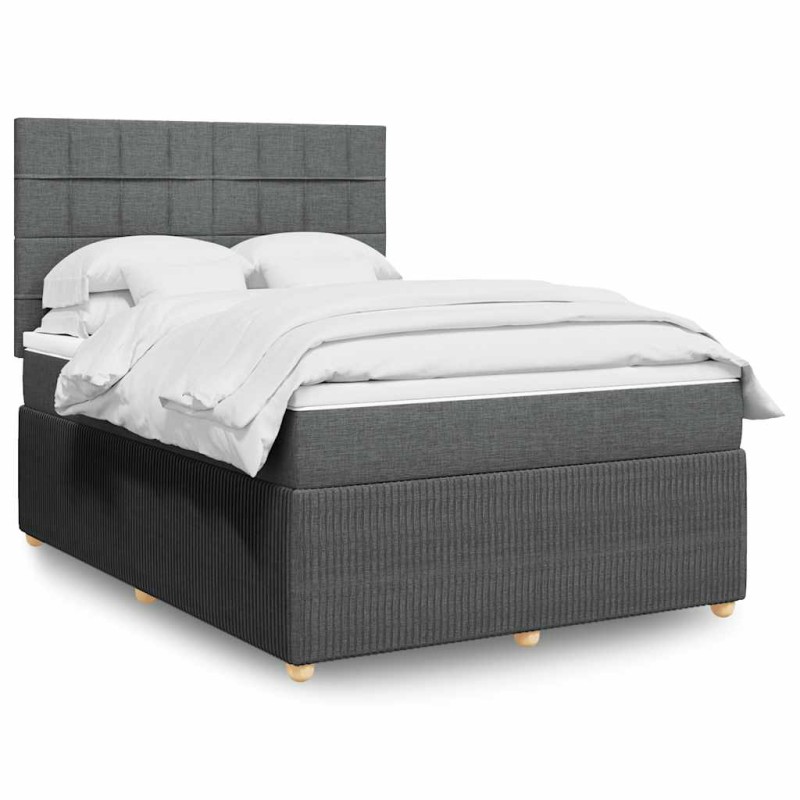 vidaXL Giroletto a Molle con Materasso Grigio Scuro 140x190 cm Tessuto vidaXL Giroletto a Molle con Materasso Grigio Scuro 140x190 cm Tessuto