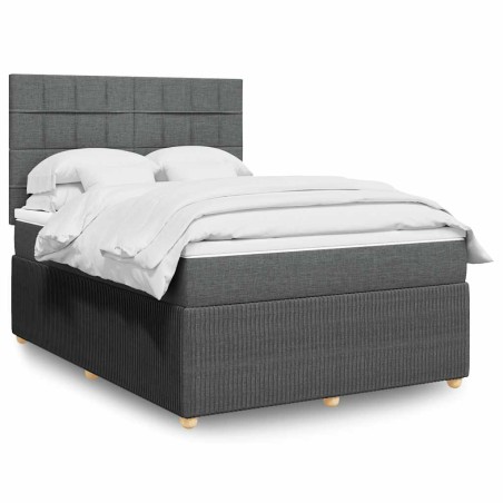 vidaXL Giroletto a Molle con Materasso Grigio Scuro 140x190 cm Tessuto