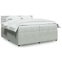 vidaXL Giroletto a Molle con Materasso Grigio Chiaro 200x200cm Velluto