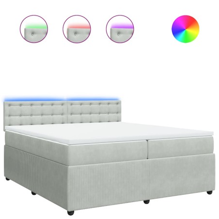 vidaXL Giroletto a Molle con Materasso Grigio Chiaro 200x200cm Velluto