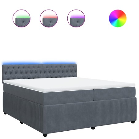 vidaXL Giroletto a Molle con Materasso Grigio Scuro 200x200 cm Velluto