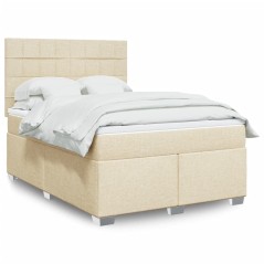 vidaXL Giroletto a Molle con Materasso Crema 140x200 cm in Tessuto