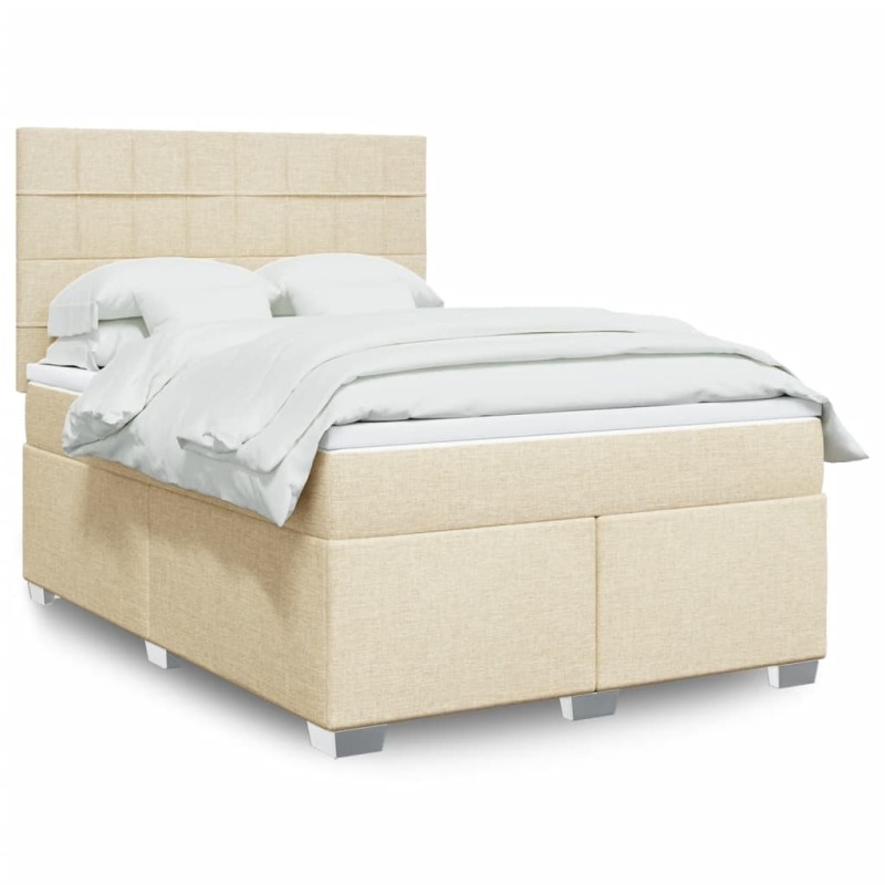 vidaXL Giroletto a Molle con Materasso Crema 140x200 cm in Tessuto vidaXL Giroletto a Molle con Materasso Crema 140x200 cm in Tessuto