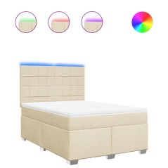 vidaXL Giroletto a Molle con Materasso Crema 140x200 cm in Tessuto