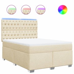 vidaXL Giroletto a Molle con Materasso Crema 140x200 cm in Tessuto