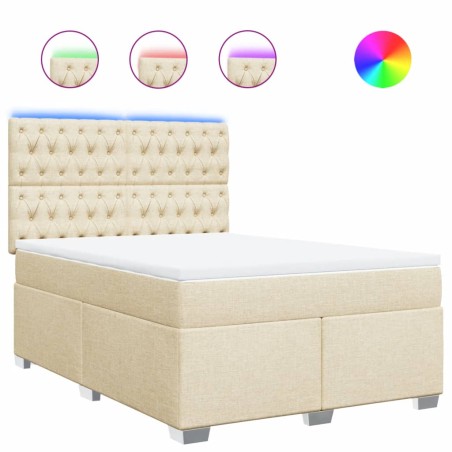 vidaXL Giroletto a Molle con Materasso Crema 140x200 cm in Tessuto