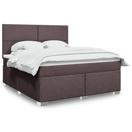 vidaXL Giroletto a Molle con Materasso Marrone Scuro 180x200cm Tessuto