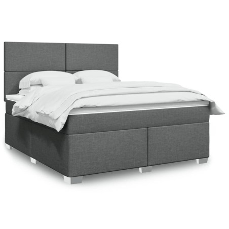 vidaXL Giroletto a Molle con Materasso Grigio Scuro 180x200 cm Tessuto
