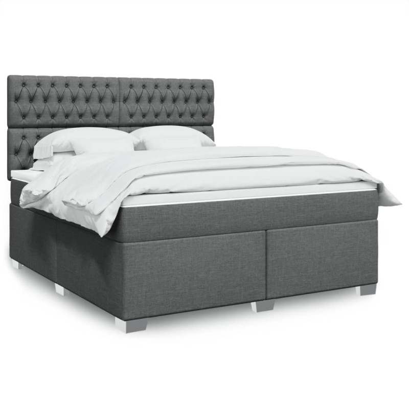 vidaXL Giroletto a Molle con Materasso Grigio Scuro 180x200 cm Tessuto