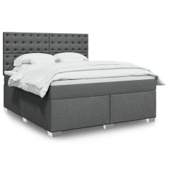 vidaXL Giroletto a Molle con Materasso Grigio Scuro 180x200 cm Tessuto