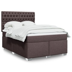 vidaXL Giroletto a Molle con Materasso Marrone Scuro 140x200cm Tessuto