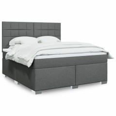 vidaXL Giroletto a Molle con Materasso Grigio Scuro 180x200 cm Tessuto