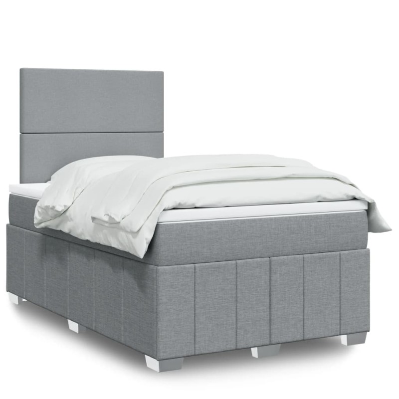 vidaXL Giroletto a Molle con Materasso Grigio Chiaro 120x200cm Tessuto vidaXL Giroletto a Molle con Materasso Grigio Chiaro 120x200cm Tessuto