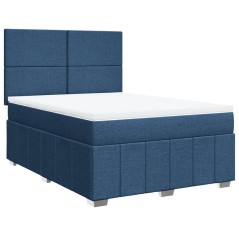 vidaXL Giroletto a Molle con Materasso Blu 160x200 cm in Tessuto