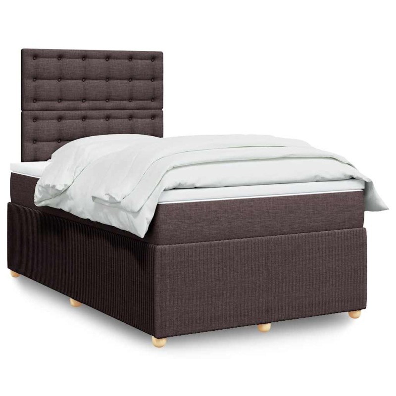 vidaXL Giroletto a Molle con Materasso Marrone Scuro 120x200cm Tessuto vidaXL Giroletto a Molle con Materasso Marrone Scuro 120x200cm Tessuto