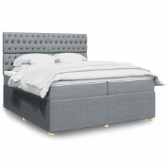 vidaXL Giroletto a Molle con Materasso Grigio Chiaro 200x200cm Tessuto