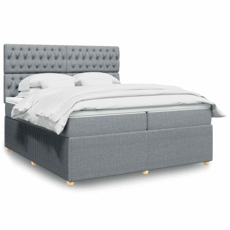 vidaXL Giroletto a Molle con Materasso Grigio Chiaro 200x200cm Tessuto