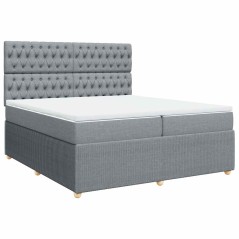 vidaXL Giroletto a Molle con Materasso Grigio Chiaro 200x200cm Tessuto